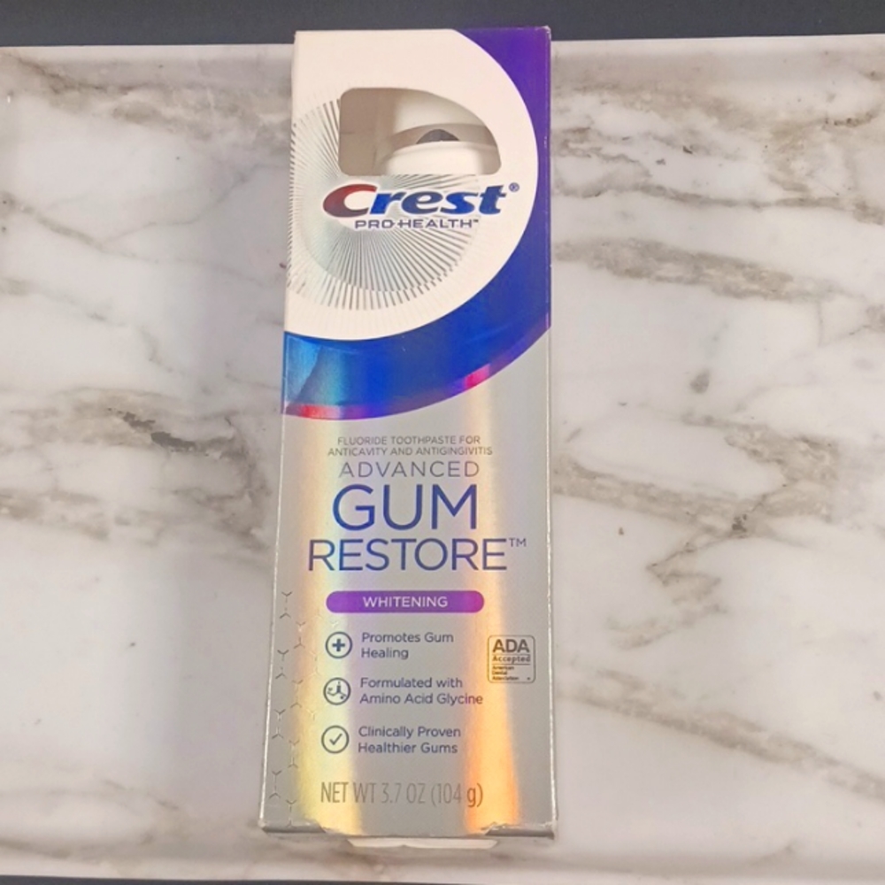 Crest Pro Health Advanced gum restore whitening toothpaste.